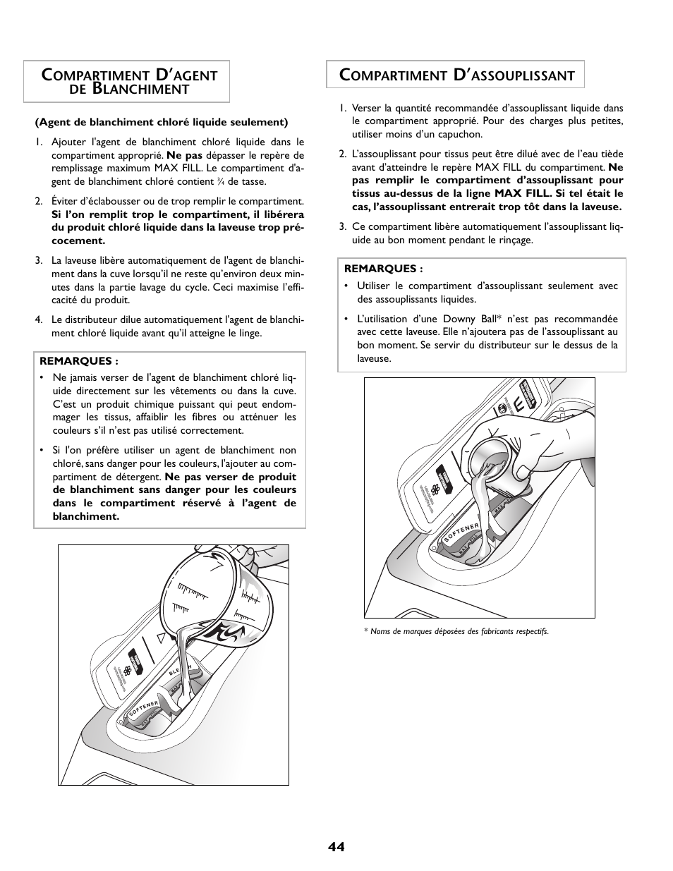 Ompartiment, Agent de, Lanchiment | Assouplissant | Maytag MAH7500AWQ User Manual | Page 45 / 80