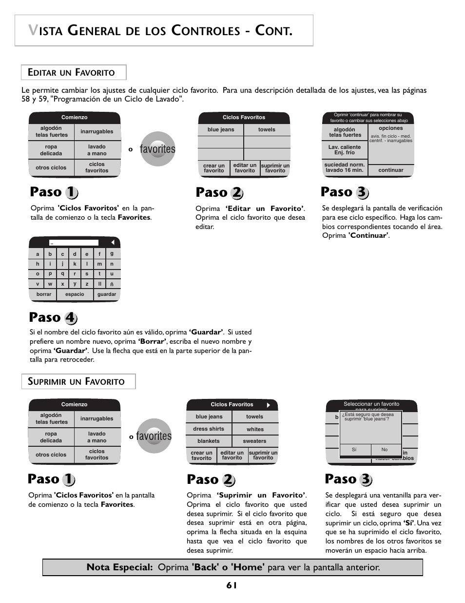 Paso 1 paso 2 paso 3 paso 4, Paso 1 paso 2, Paso 3 | Ista, Eneral de los, Ontroles | Maytag MAH7500AWQ User Manual | Page 62 / 80