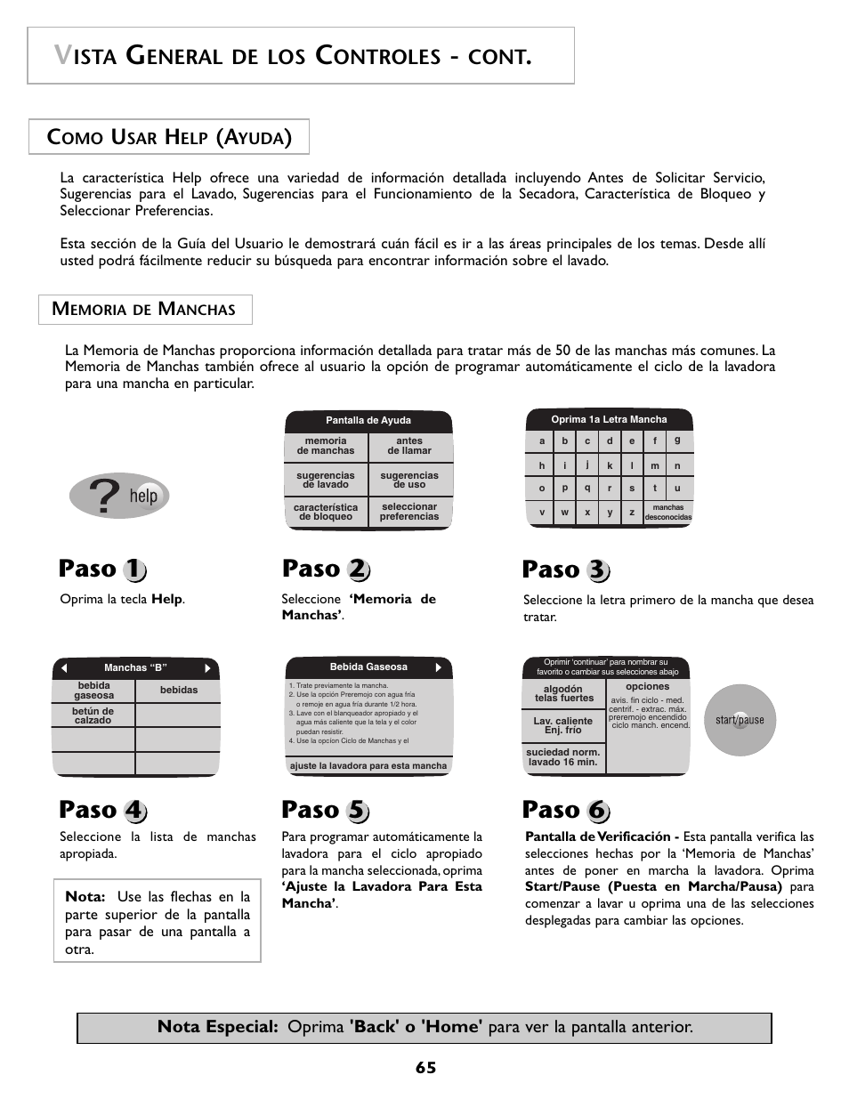 Ista, Eneral de los, Ontroles | Cont | Maytag MAH7500AWQ User Manual | Page 66 / 80