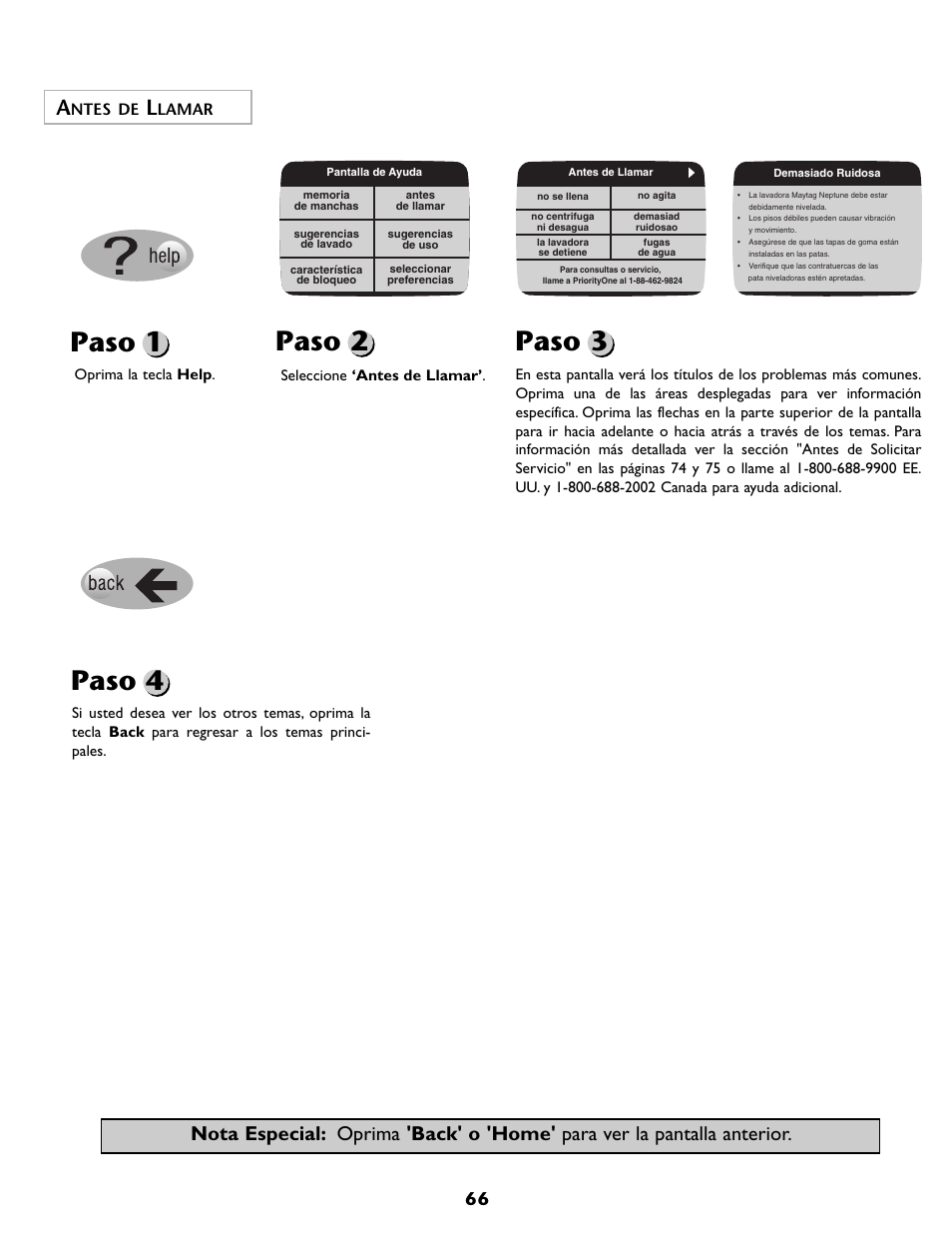 Paso 1 paso 2 paso 3, Paso 4, Ntes de | Lamar | Maytag MAH7500AWQ User Manual | Page 67 / 80