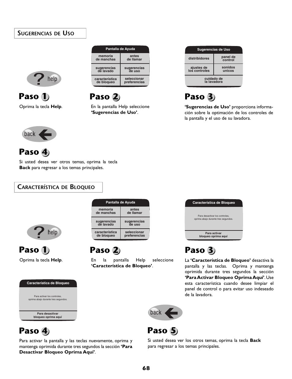 Paso 1, Paso 2, Paso 3 | Paso 4, Paso 1 paso 2, Paso 5 | Maytag MAH7500AWQ User Manual | Page 69 / 80