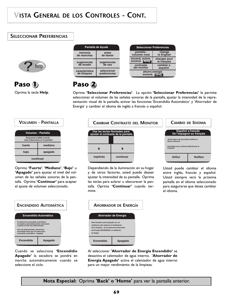 Paso 1, Paso 2, Ista | Eneral de los, Ontroles | Maytag MAH7500AWQ User Manual | Page 70 / 80