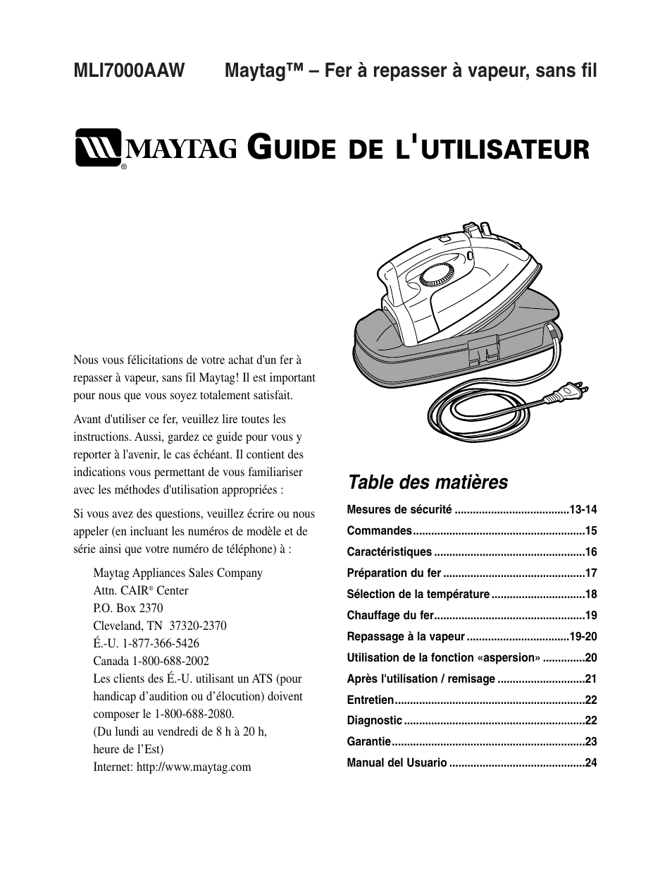 Maytag MLI7000AAW User Manual | Page 13 / 36