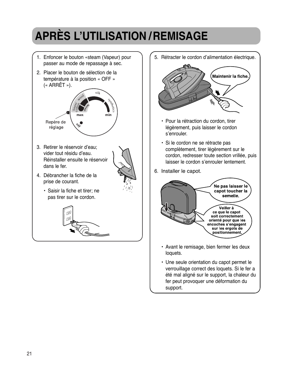 Après l’utilisation / remisage | Maytag MLI7000AAW User Manual | Page 22 / 36