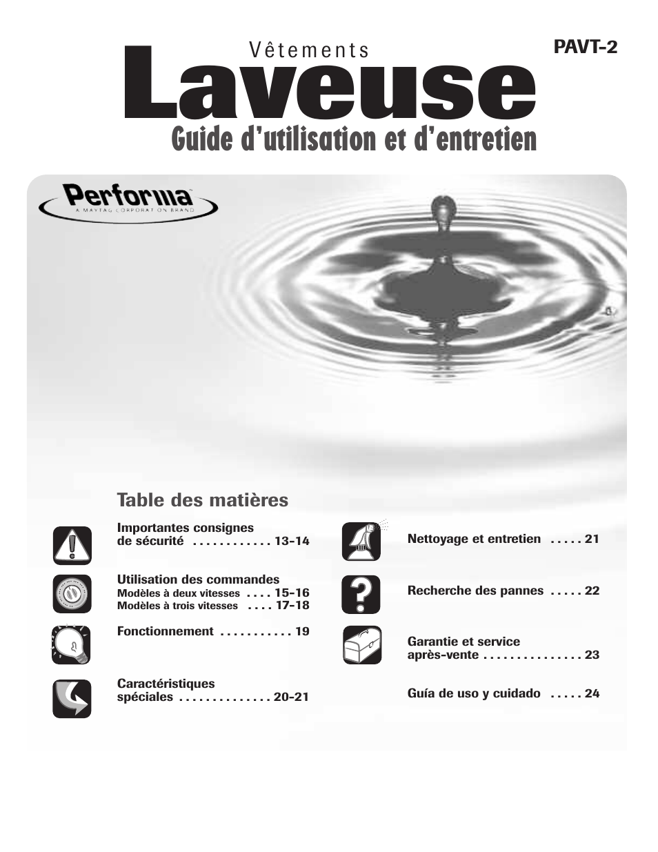 Laveuse, Guide d’utilisation et d’entretien | Maytag PAVT915AWW User Manual | Page 13 / 36