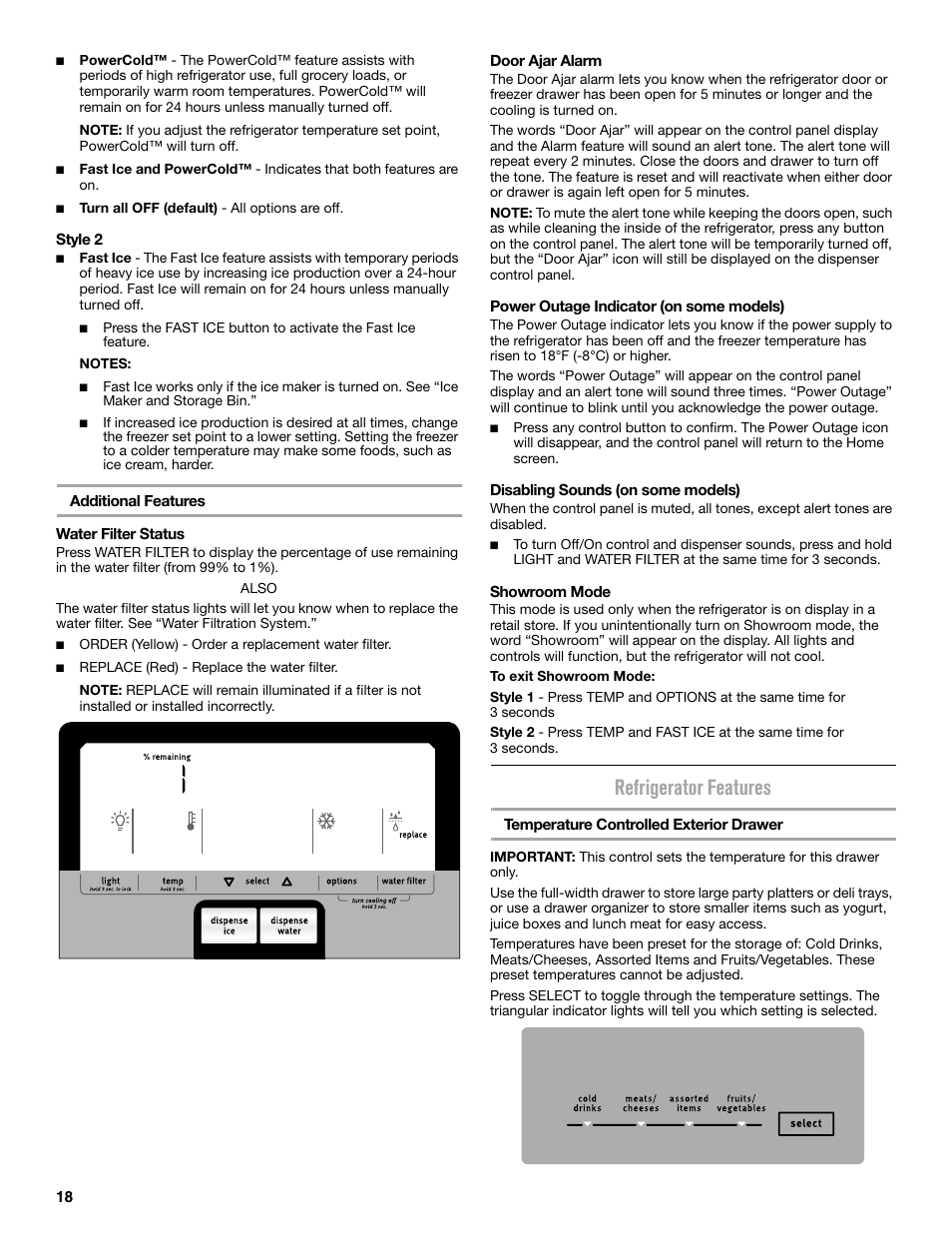 Refrigerator features | Maytag MFX2876DRM User Manual | Page 18 / 100