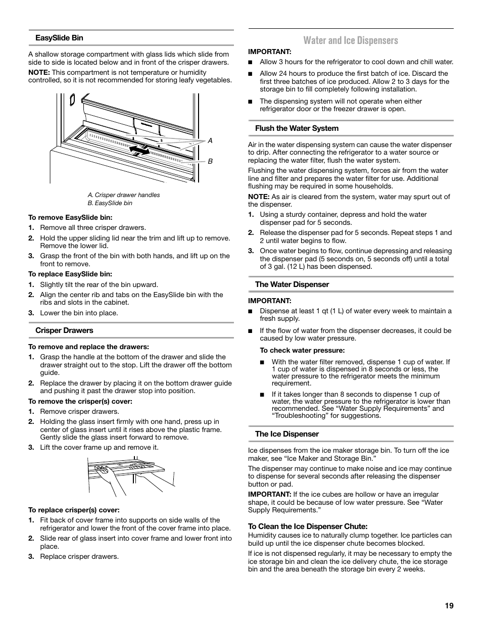 Water and ice dispensers | Maytag MFX2876DRM User Manual | Page 19 / 100