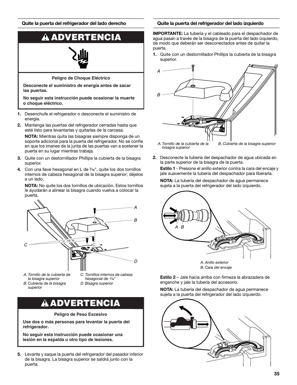 Advertencia | Maytag MFX2876DRM User Manual | Page 35 / 100