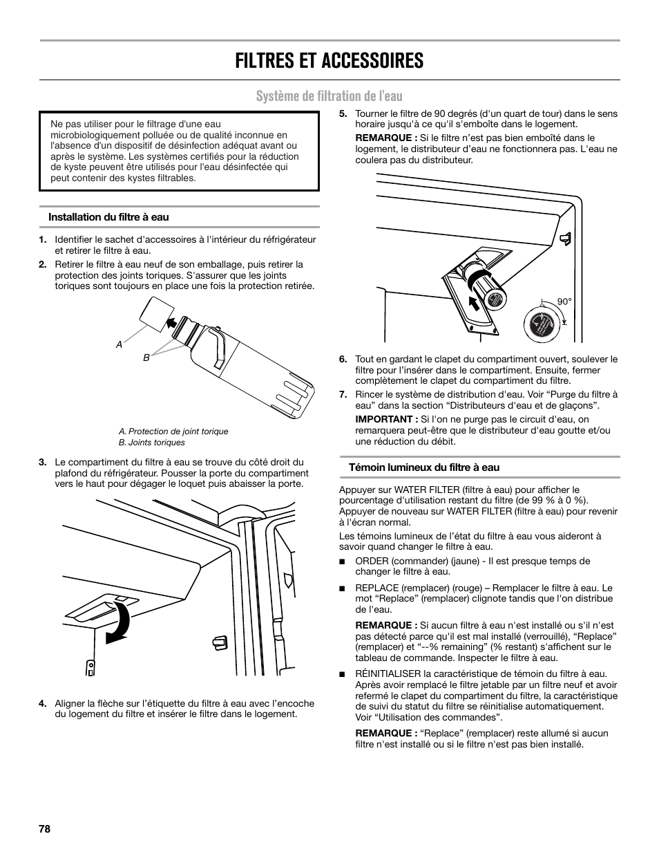 Filtres et accessoires, Système de filtration de l'eau | Maytag MFX2876DRM User Manual | Page 78 / 100