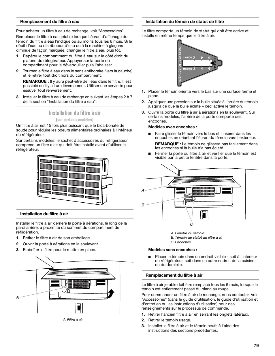 Installation du filtre à air | Maytag MFX2876DRM User Manual | Page 79 / 100