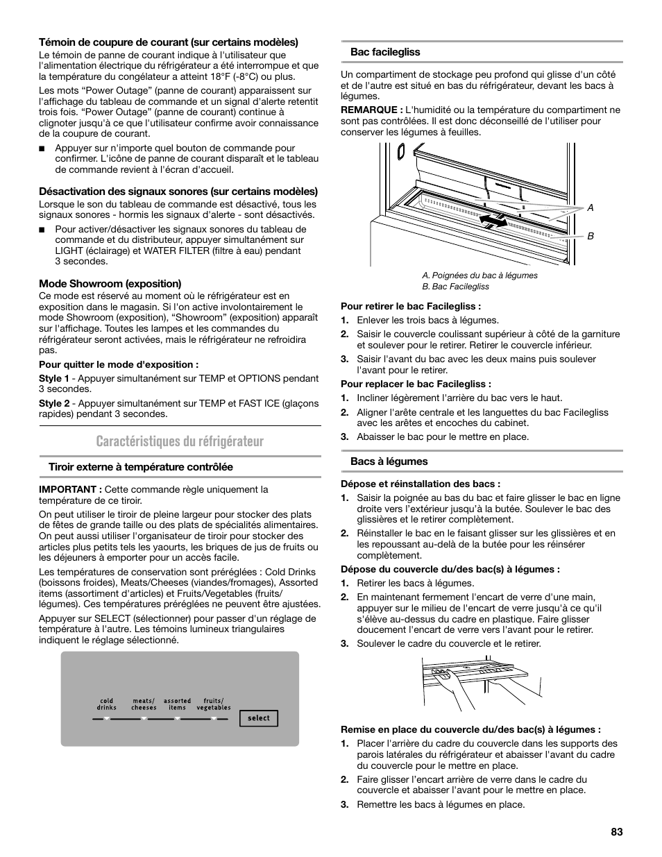 Caractéristiques du réfrigérateur | Maytag MFX2876DRM User Manual | Page 83 / 100