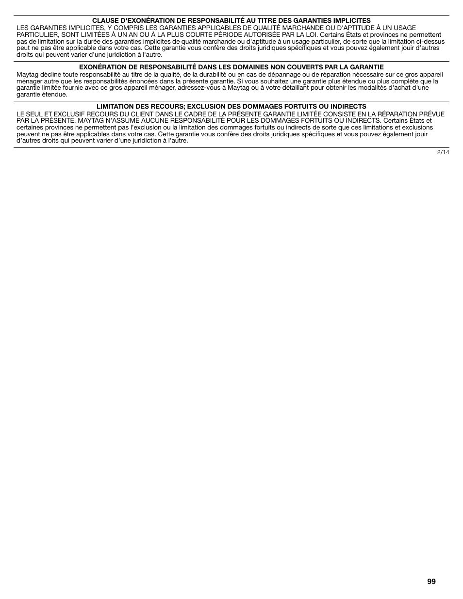 Maytag MFX2876DRM User Manual | Page 99 / 100