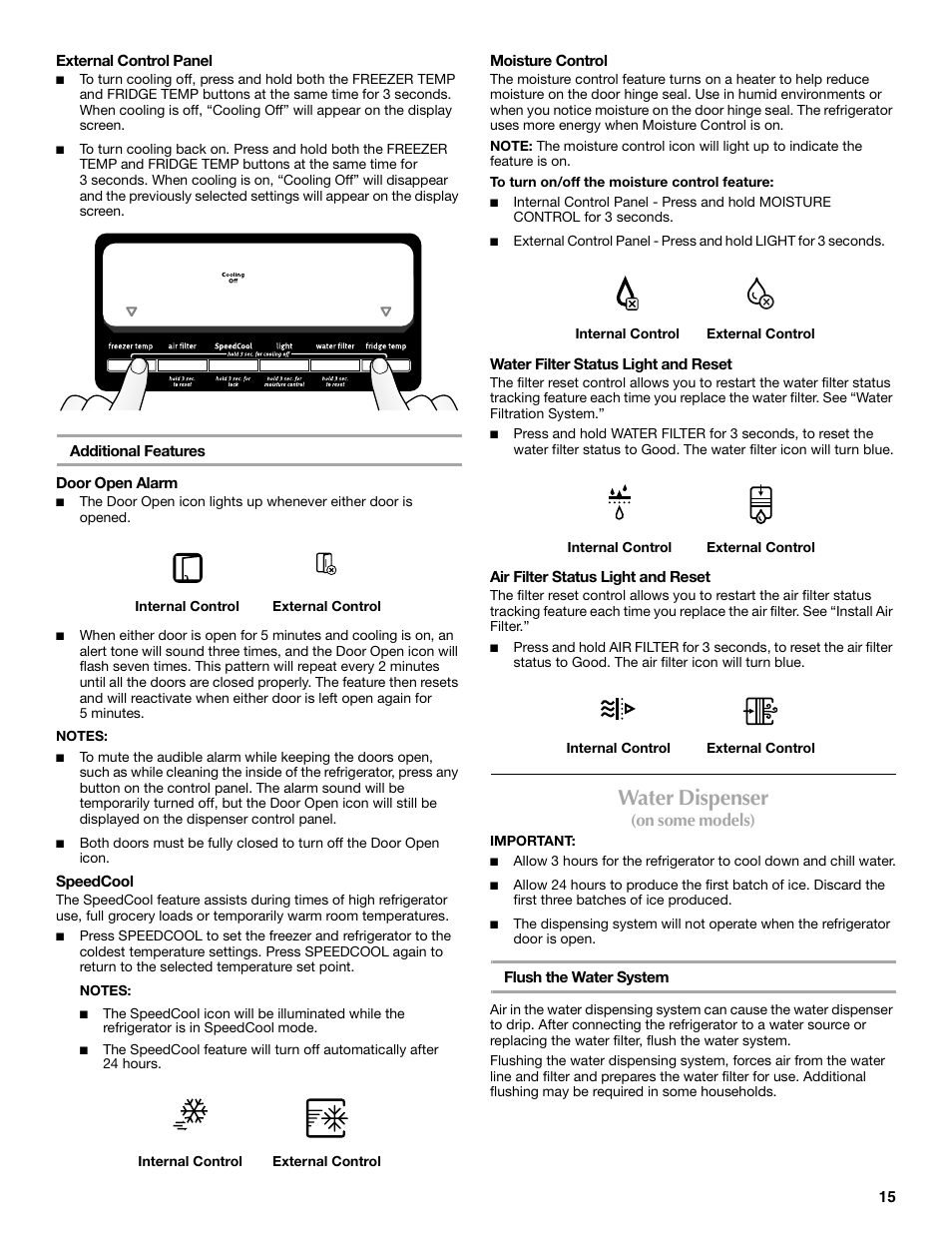 Water dispenser, On some models) | Maytag MFF2055DRM User Manual | Page 15 / 88