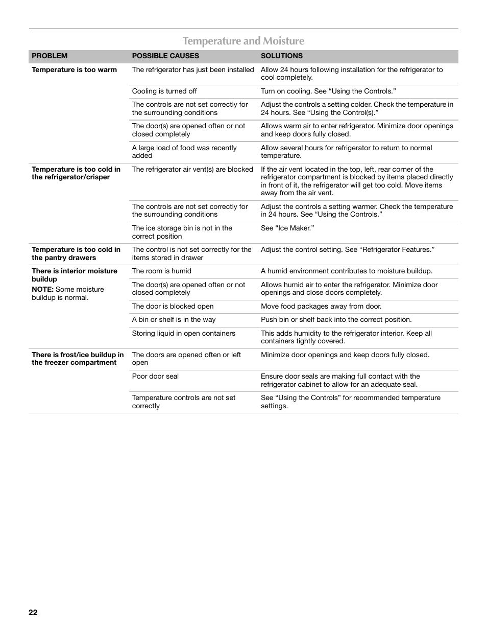Temperature and moisture | Maytag MFF2055DRM User Manual | Page 22 / 88