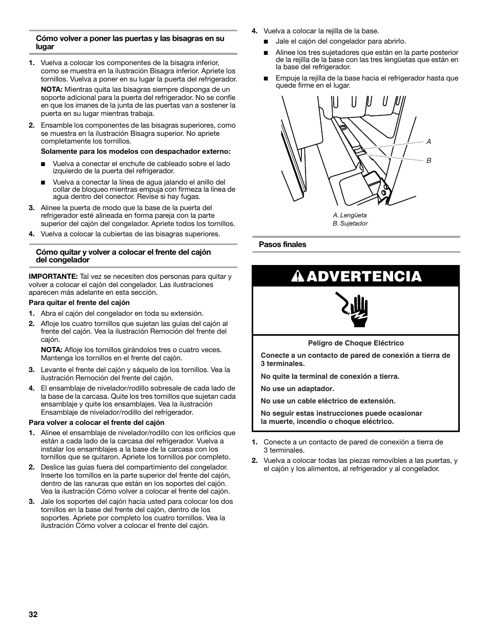 Advertencia | Maytag MFF2055DRM User Manual | Page 32 / 88