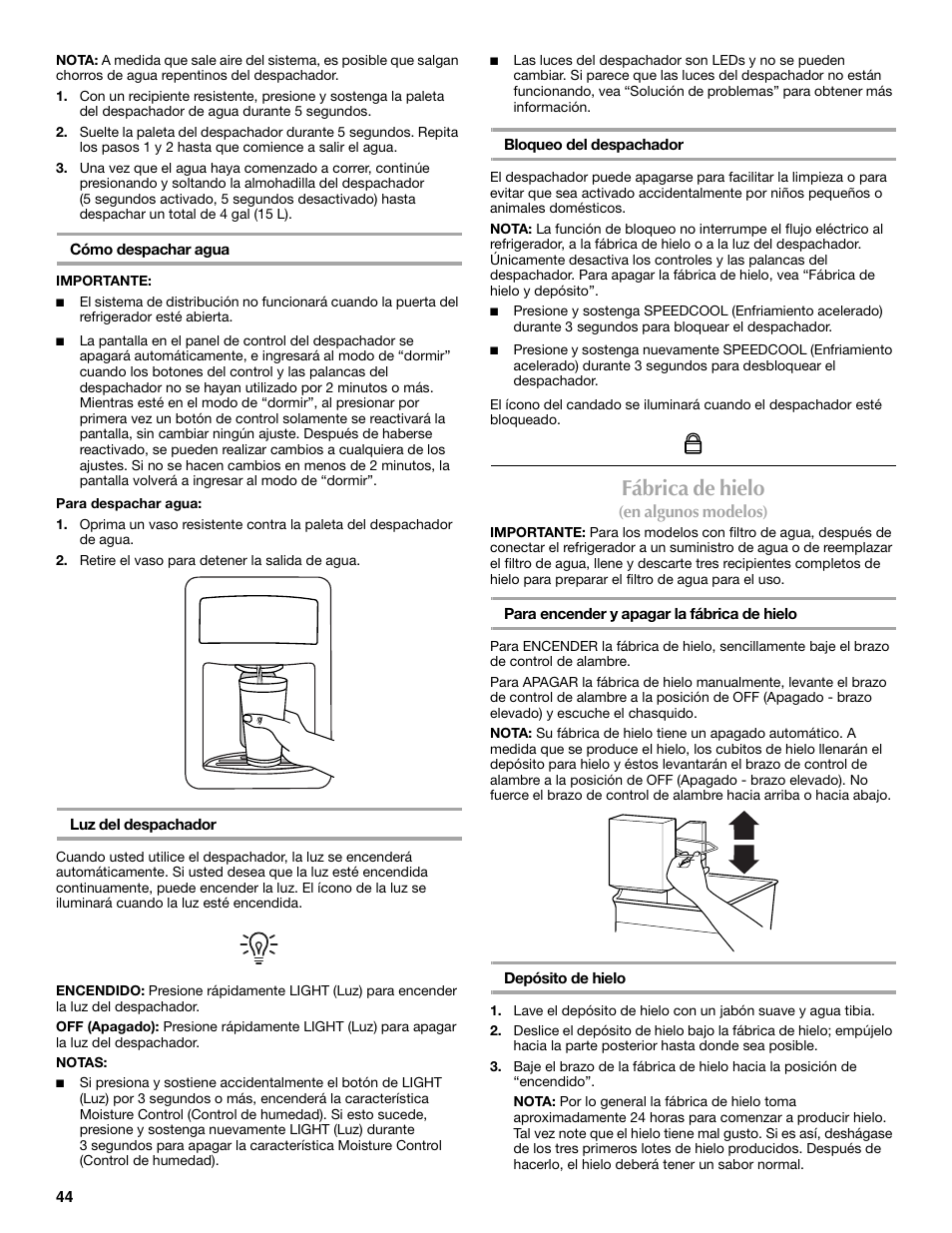 Fábrica de hielo | Maytag MFF2055DRM User Manual | Page 44 / 88
