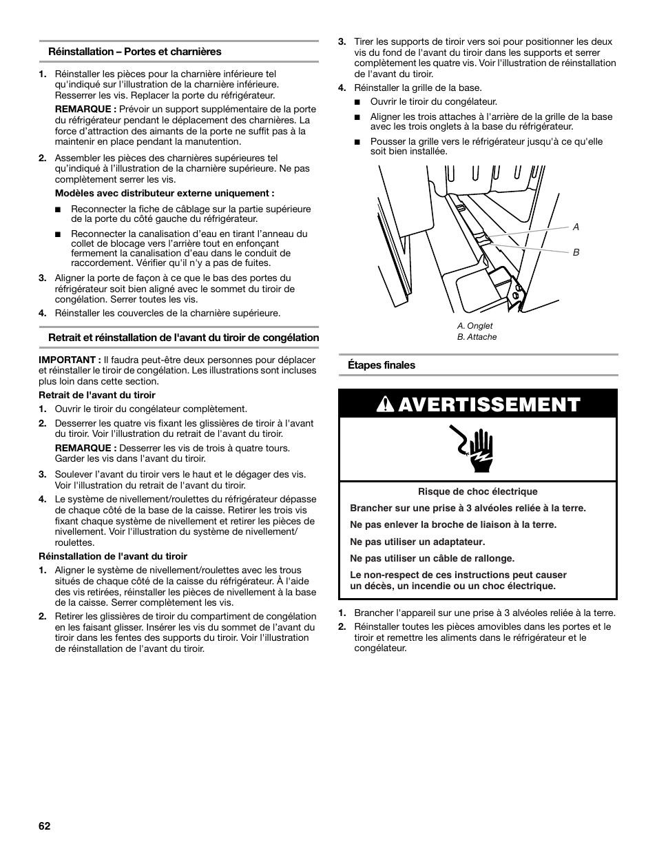 Avertissement | Maytag MFF2055DRM User Manual | Page 62 / 88