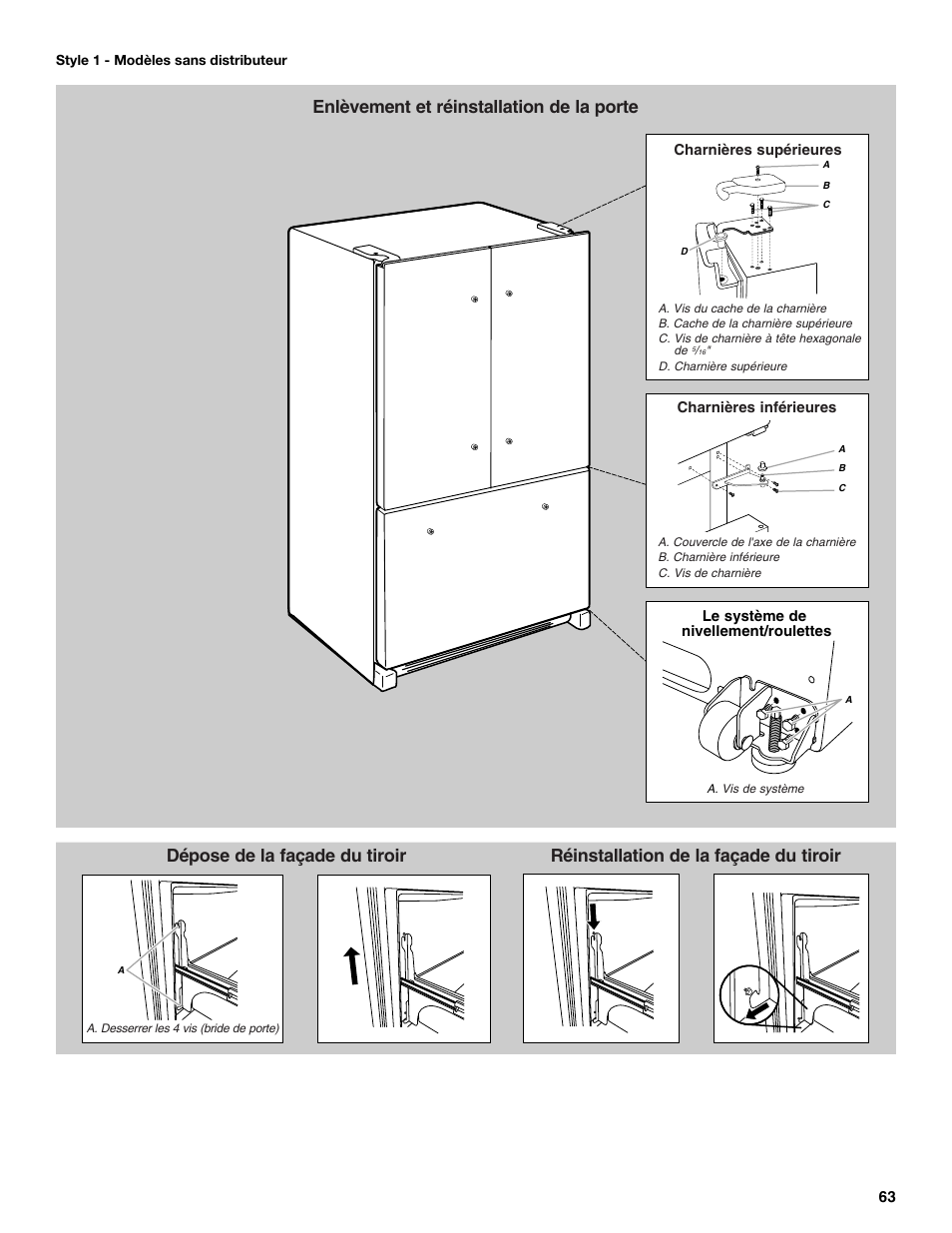 Dépose de la façade du tiroir | Maytag MFF2055DRM User Manual | Page 63 / 88