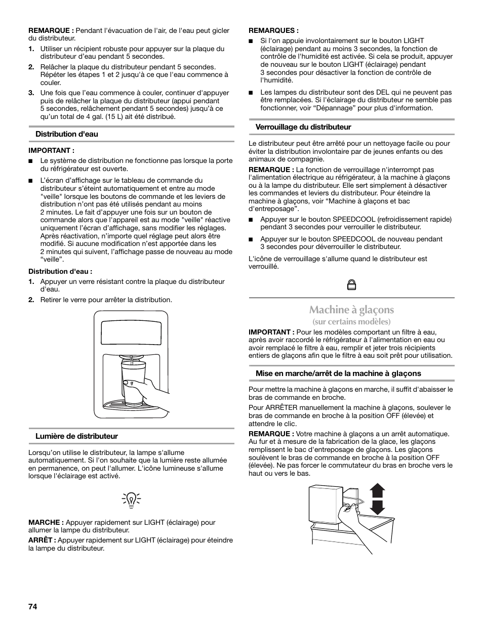 Machine à glaçons | Maytag MFF2055DRM User Manual | Page 74 / 88