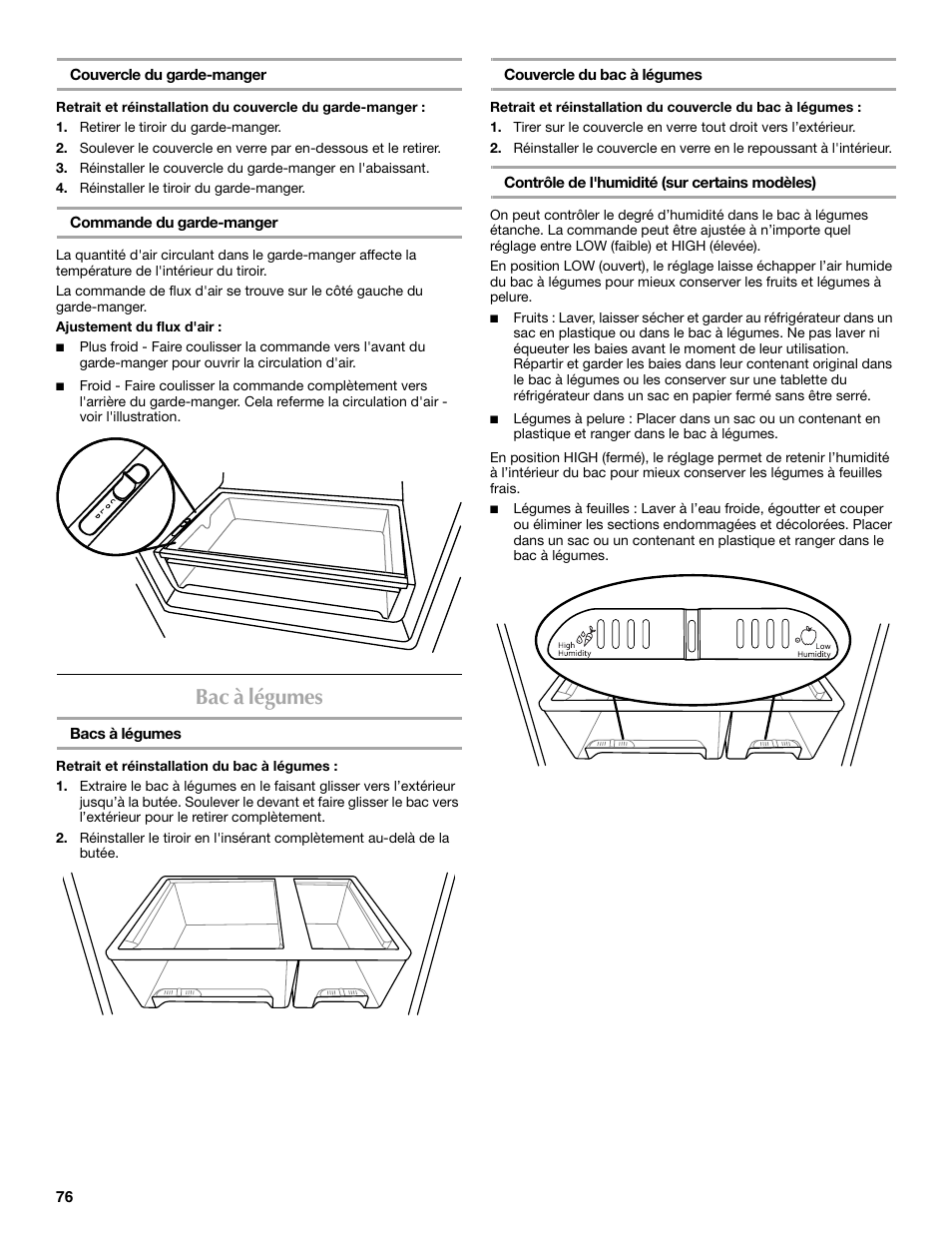 Bac à légumes | Maytag MFF2055DRM User Manual | Page 76 / 88