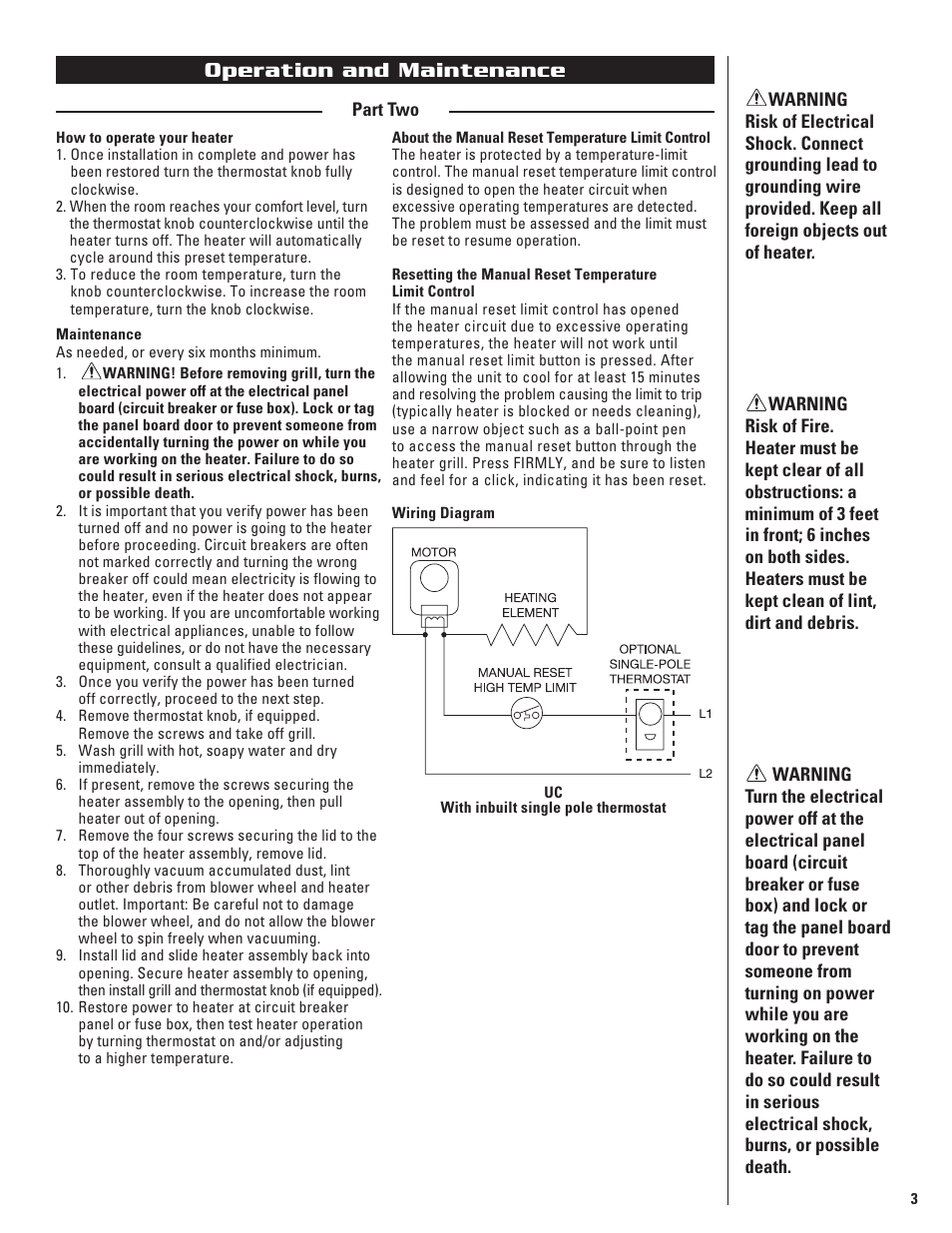 Operation and maintenance | Cadet THE PERFECTOE UC102 User Manual | Page 3 / 8