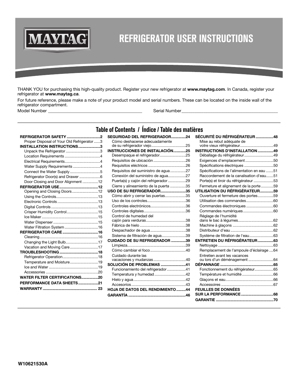 Maytag MFC2062DEM User Manual | 72 pages