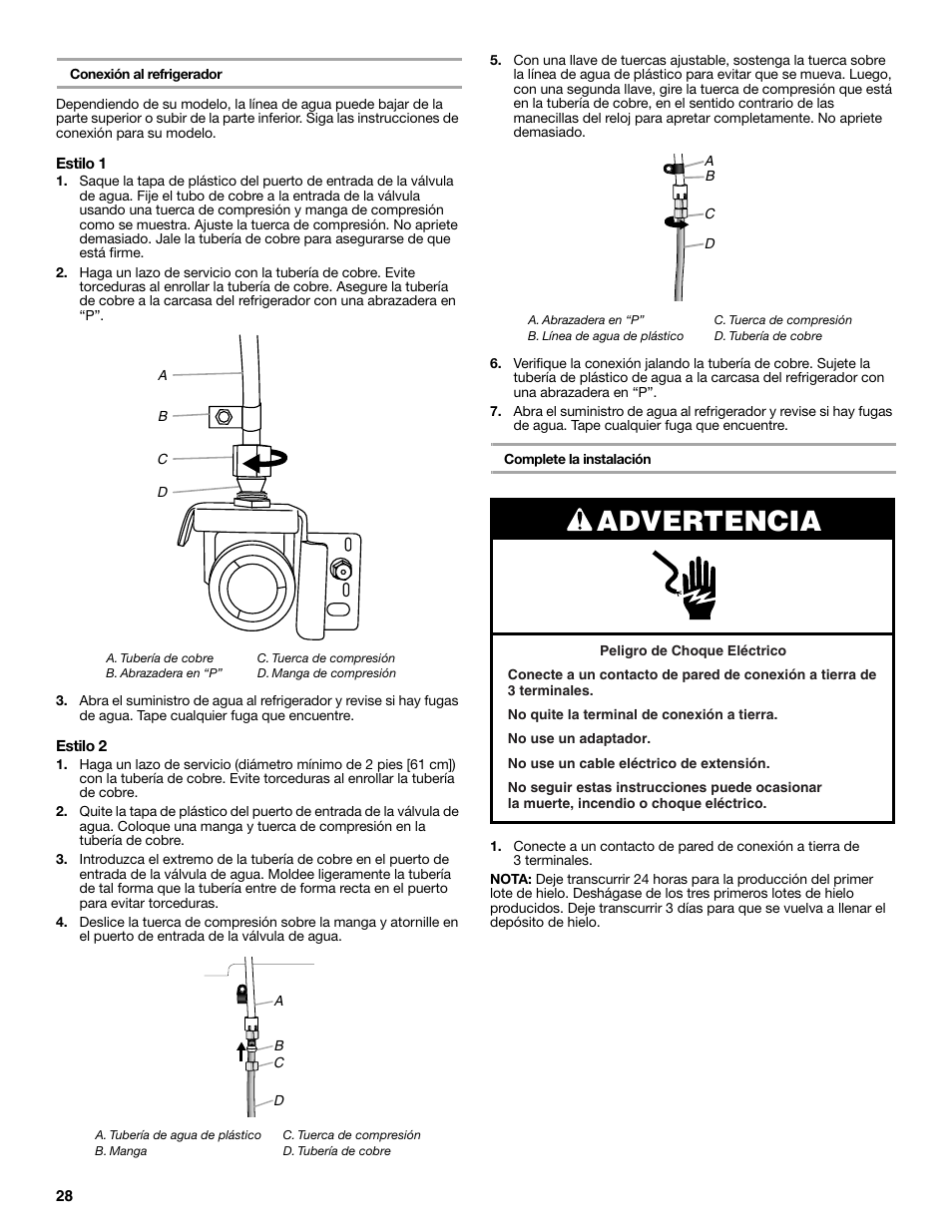 Advertencia | Maytag MFC2062DEM User Manual | Page 28 / 72