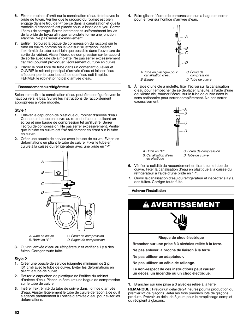 Avertissement | Maytag MFC2062DEM User Manual | Page 52 / 72