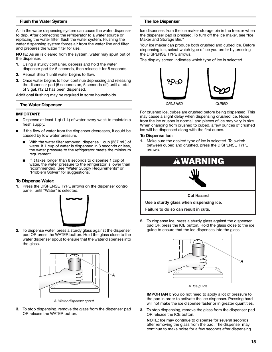 Warning | Maytag MSB26C6MDM User Manual | Page 15 / 86