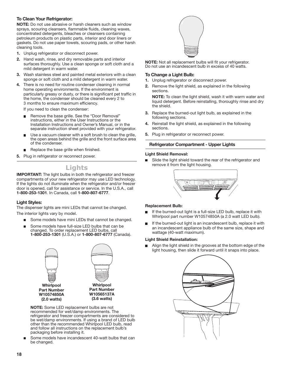 Lights | Maytag MSB26C6MDM User Manual | Page 18 / 86