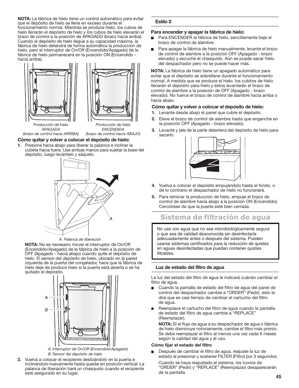 Sistema de filtración de agua | Maytag MSB26C6MDM User Manual | Page 45 / 86