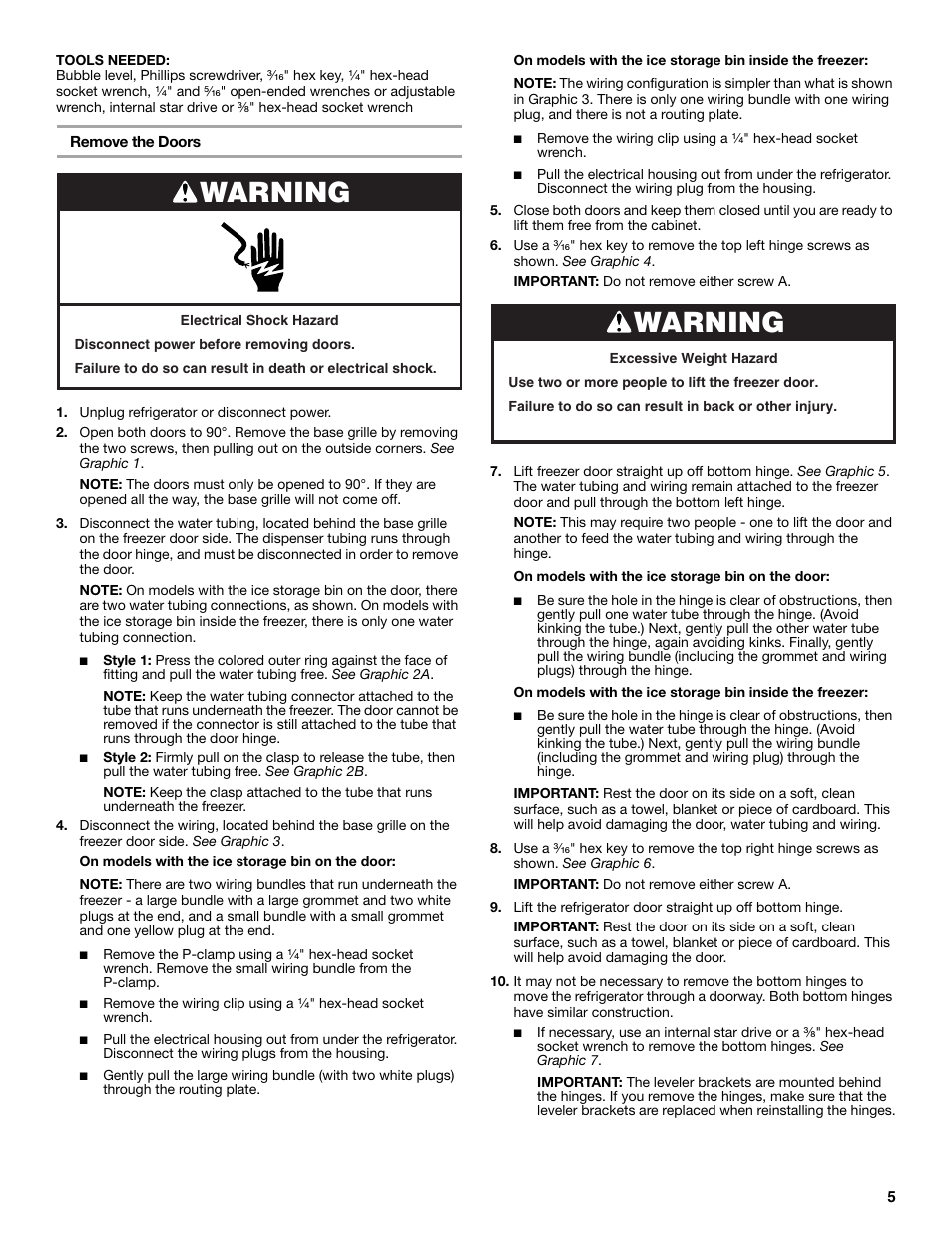 Warning | Maytag MSB26C6MDM User Manual | Page 5 / 86