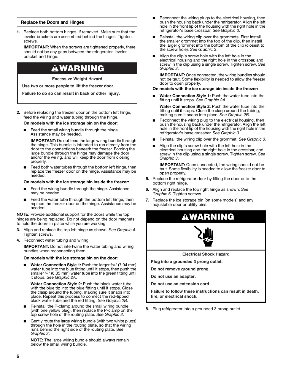 Warning | Maytag MSB26C6MDM User Manual | Page 6 / 86