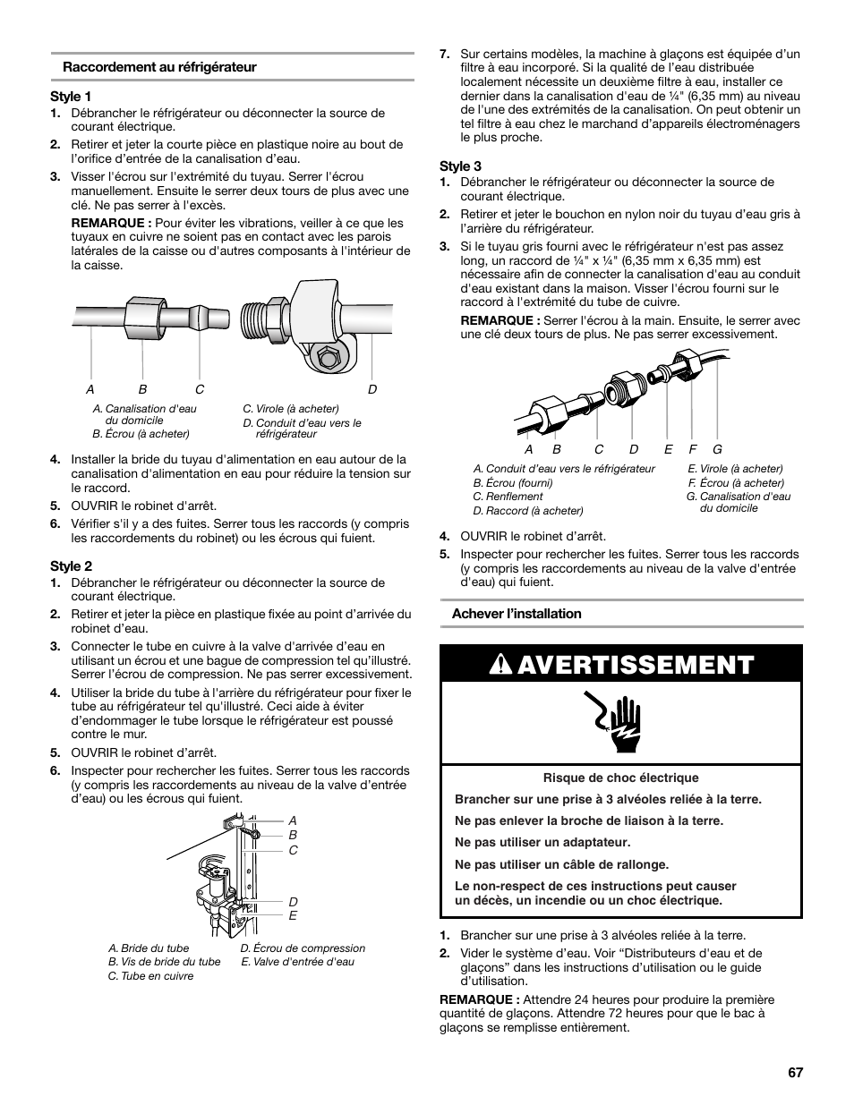 Avertissement | Maytag MSB26C6MDM User Manual | Page 67 / 86