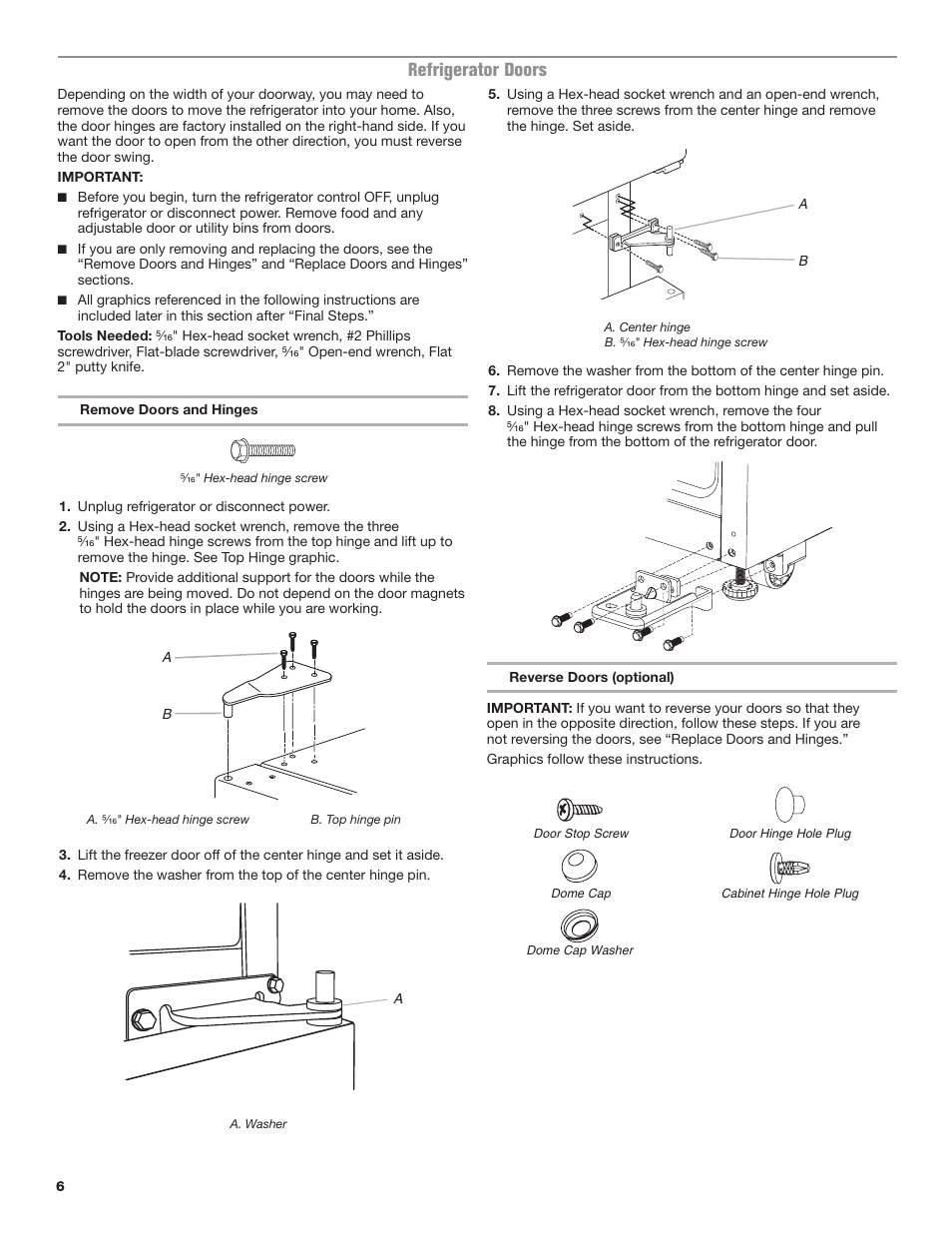Refrigerator doors | Maytag MRT118FZEM User Manual | Page 6 / 56