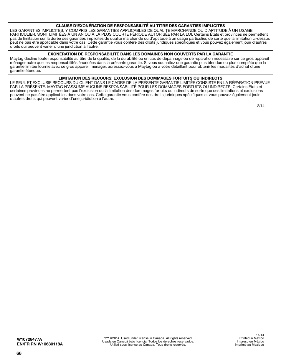 Maytag MRT519SZDM User Manual | Page 66 / 68