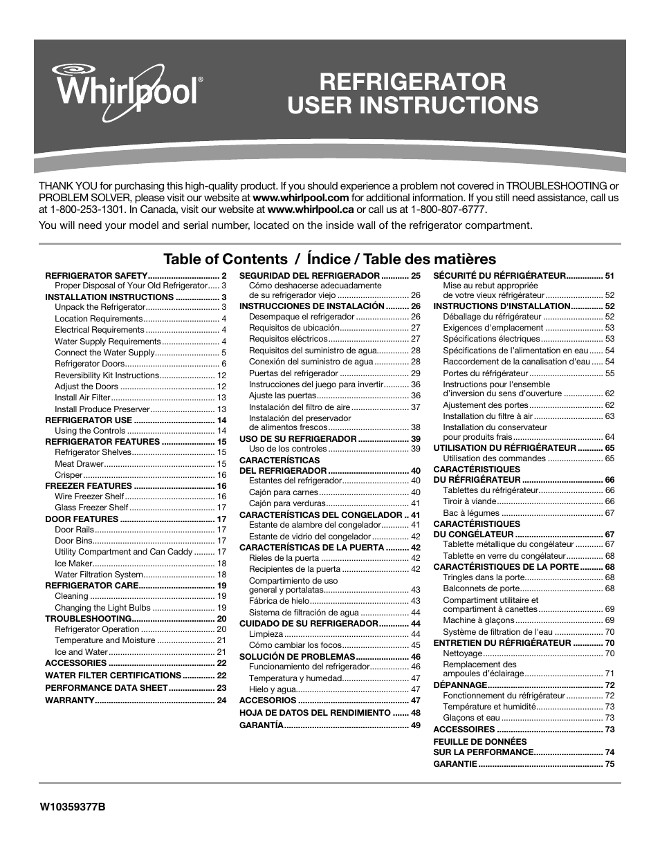 Maytag WRT371SZBF User Manual | 78 pages