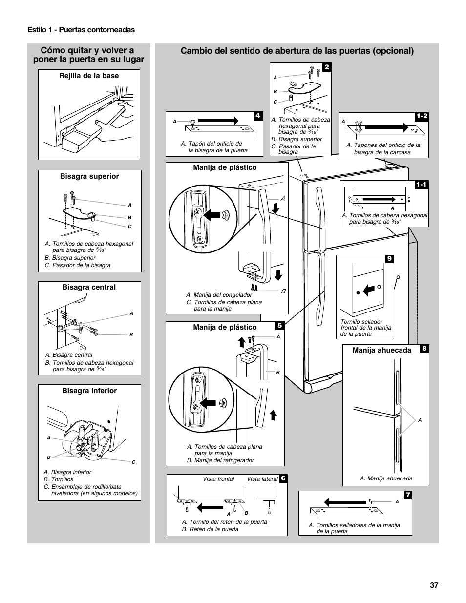 Cómo quitar y volver a poner la puerta en su lugar | Maytag M8TXEGFBS User Manual | Page 37 / 84