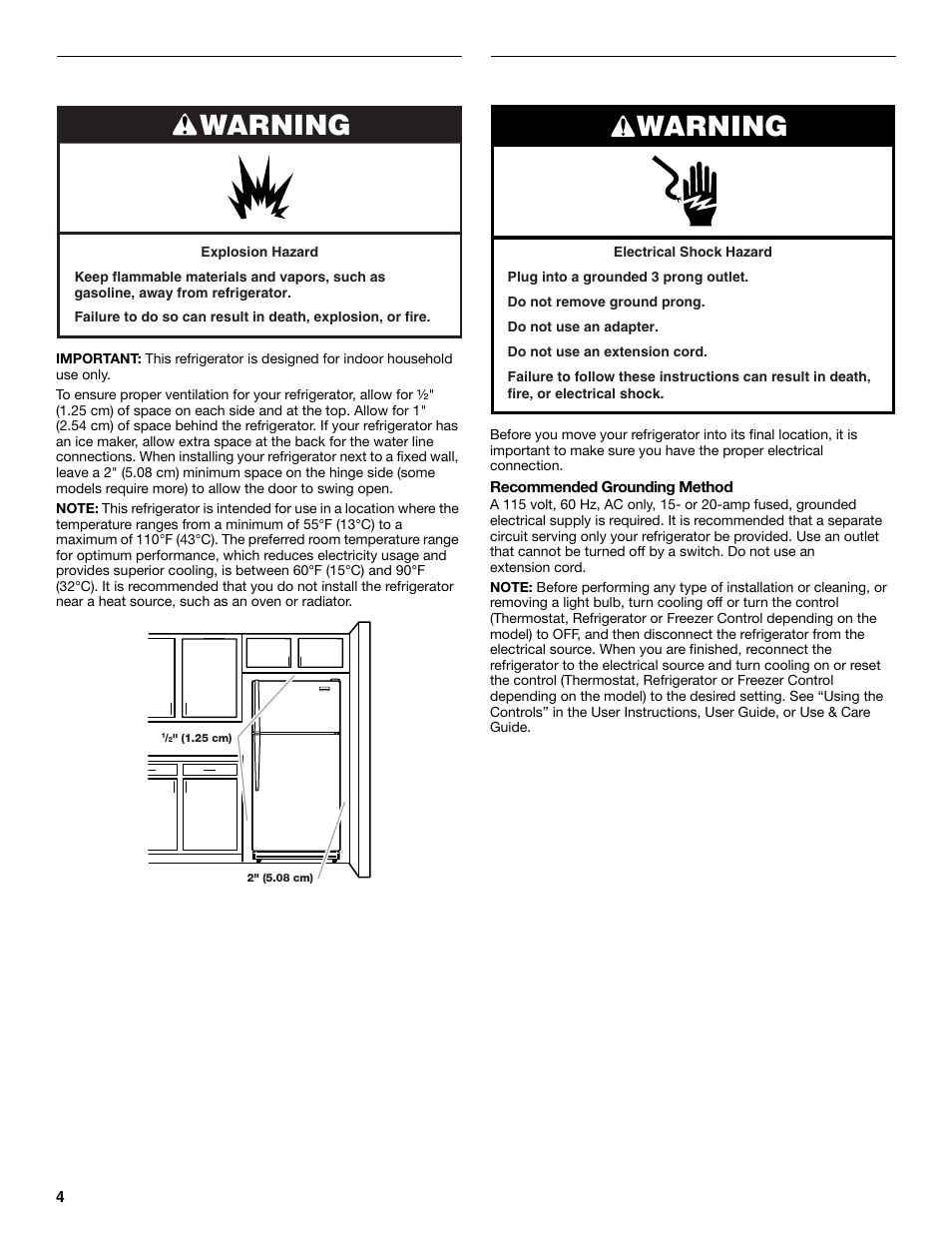 Warning, Location requirements, Electrical requirements | Maytag M8TXEGFBS User Manual | Page 4 / 84