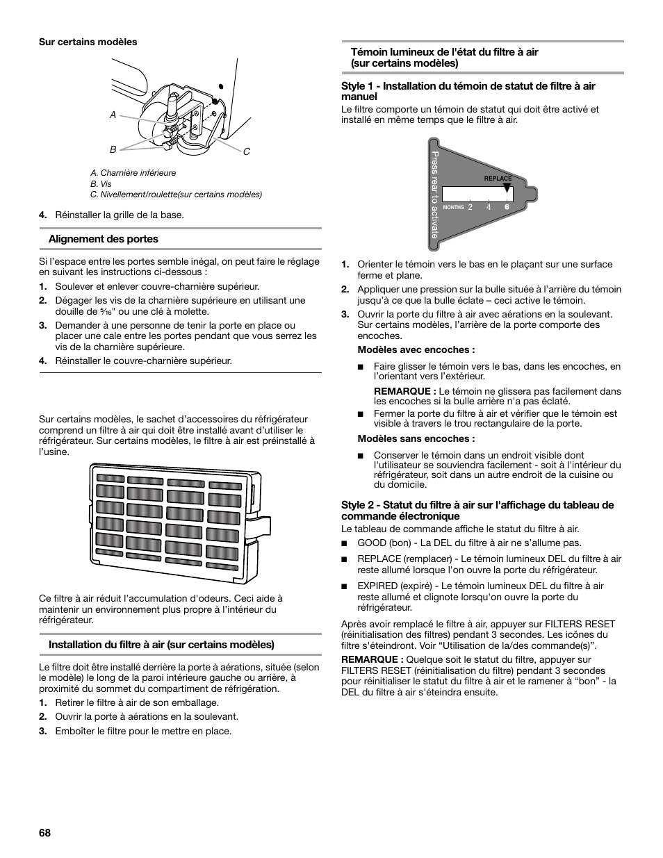 Installation du filtre à air | Maytag M8TXEGFBS User Manual | Page 68 / 84