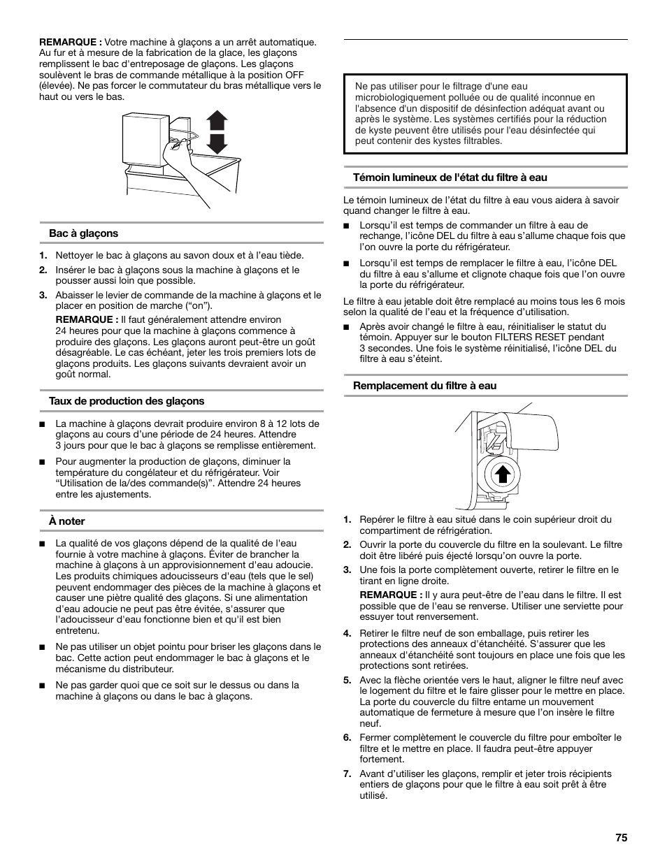 Système de filtration de l'eau | Maytag M8TXEGFBS User Manual | Page 75 / 84