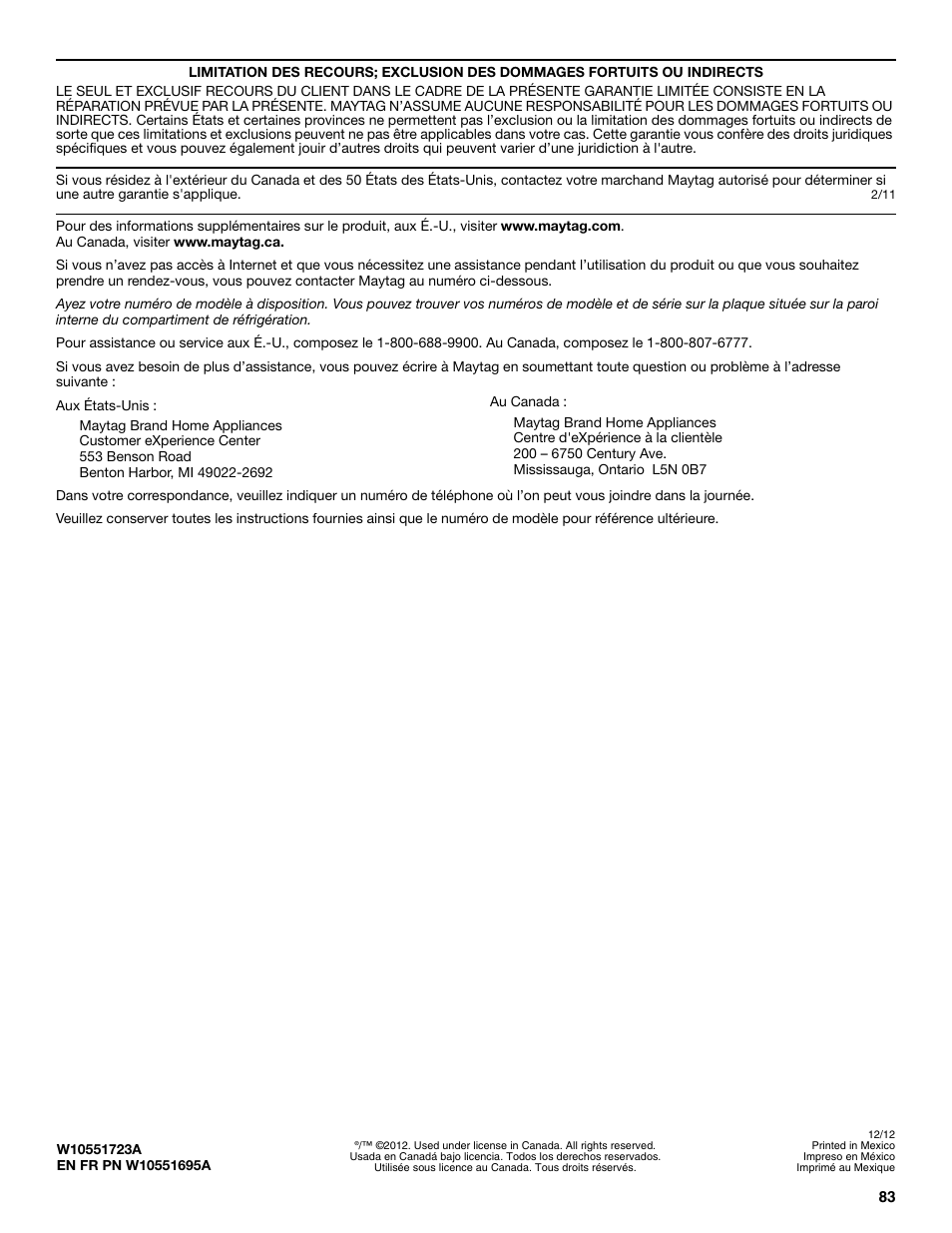 Maytag M8TXEGFBS User Manual | Page 83 / 84