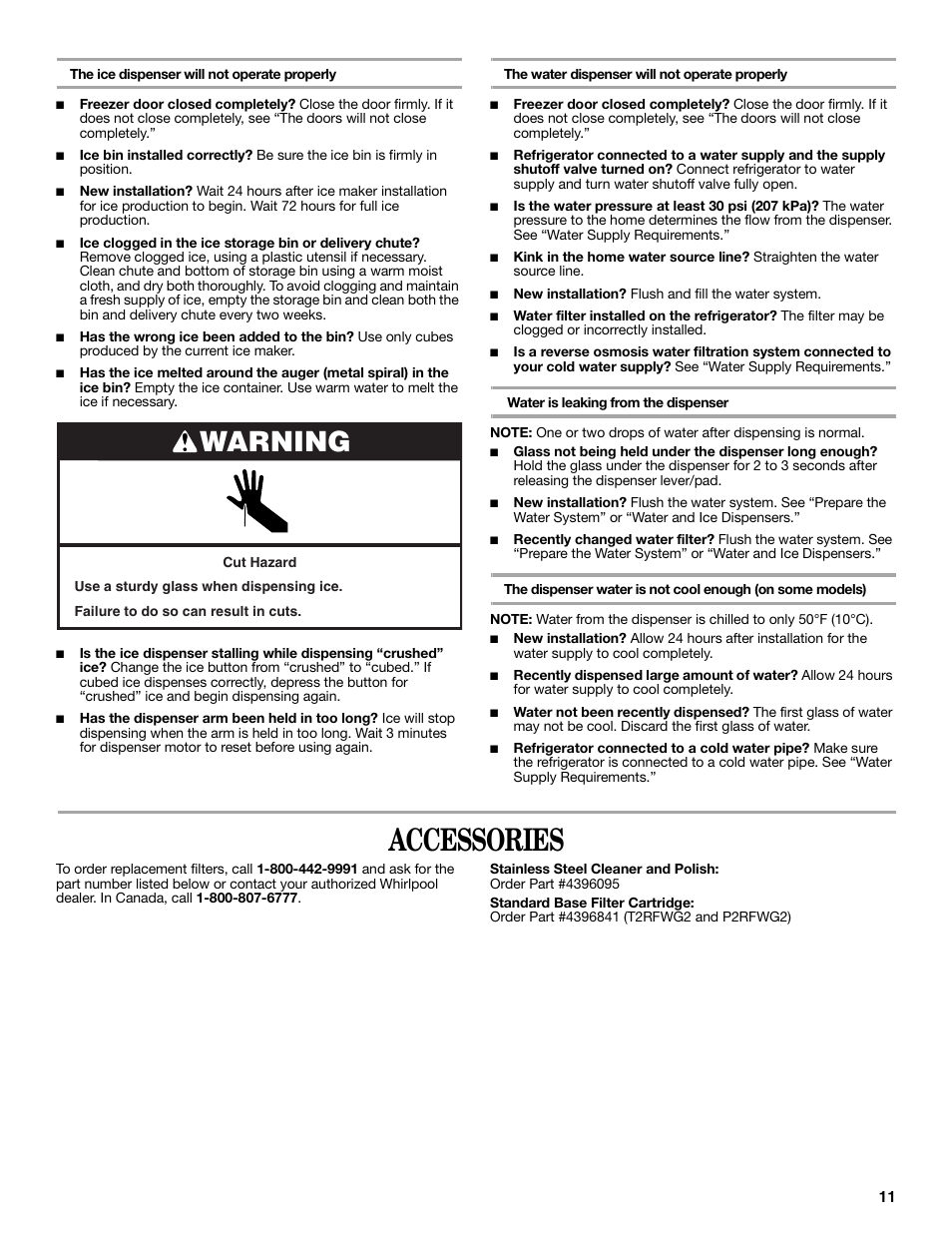 Accessories, Warning | Maytag ED5CHQXVB User Manual | Page 11 / 52