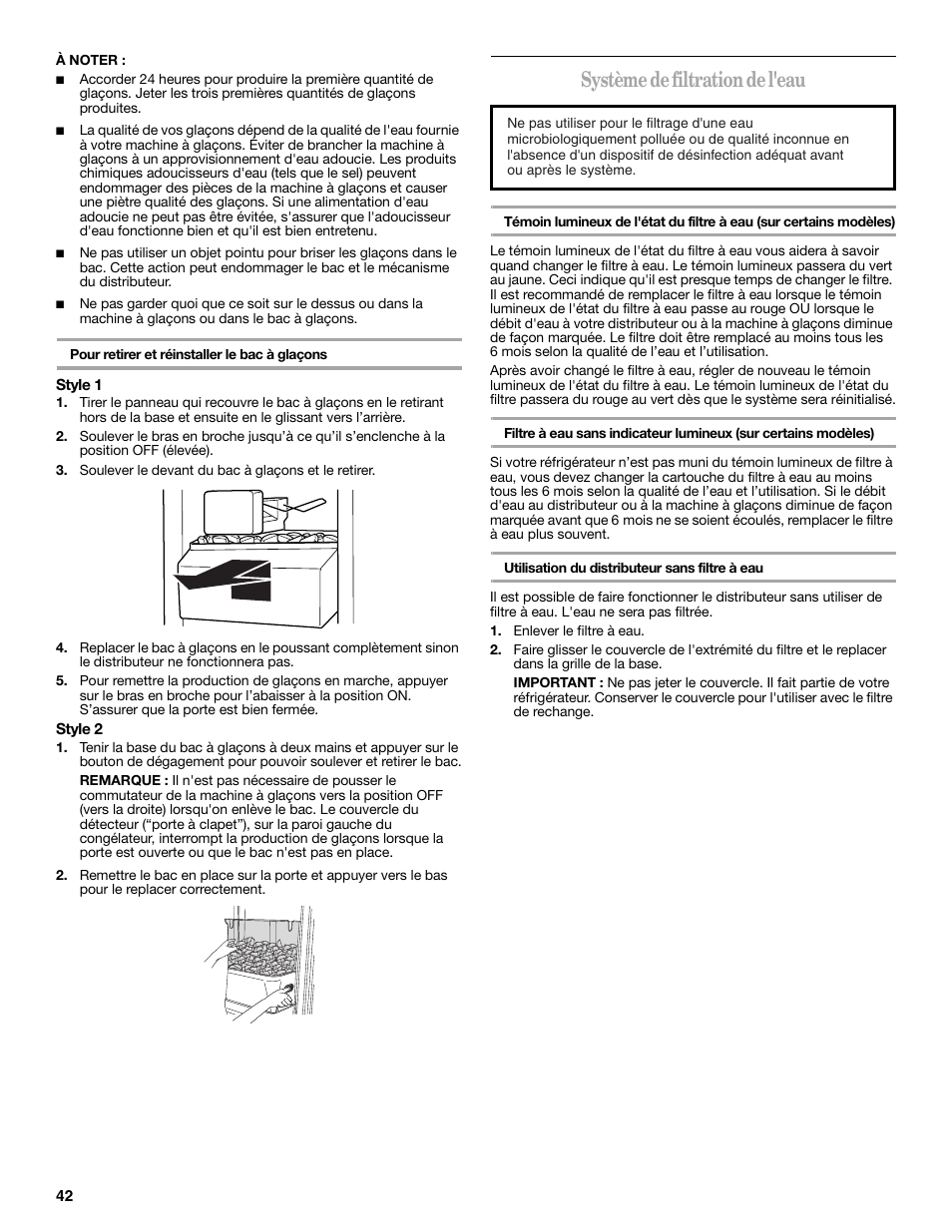 Système de filtration de l'eau | Maytag ED5CHQXVB User Manual | Page 42 / 52