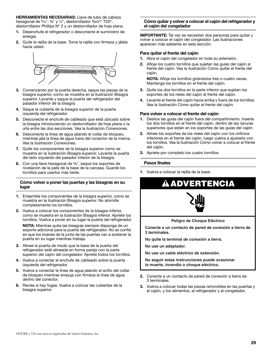 Advertencia | Maytag MFX2570AEM User Manual | Page 29 / 70