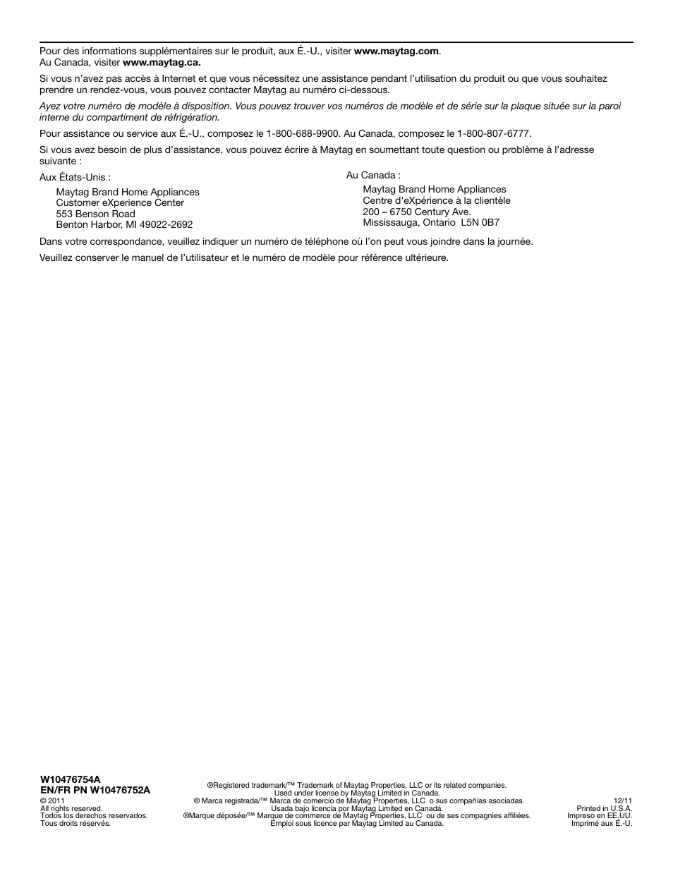 Maytag MFX2570AEM User Manual | Page 70 / 70