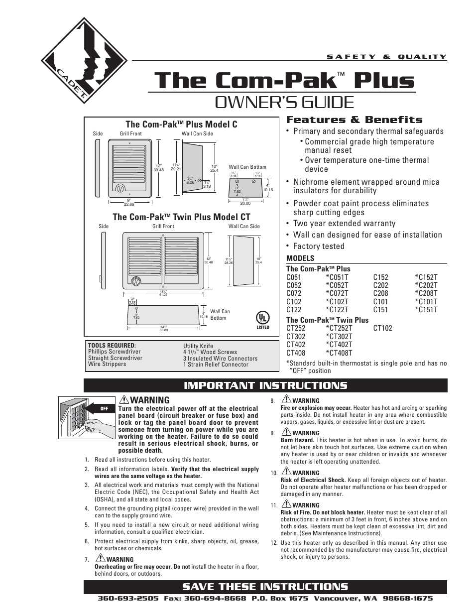 Cadet C User Manual | 10 pages