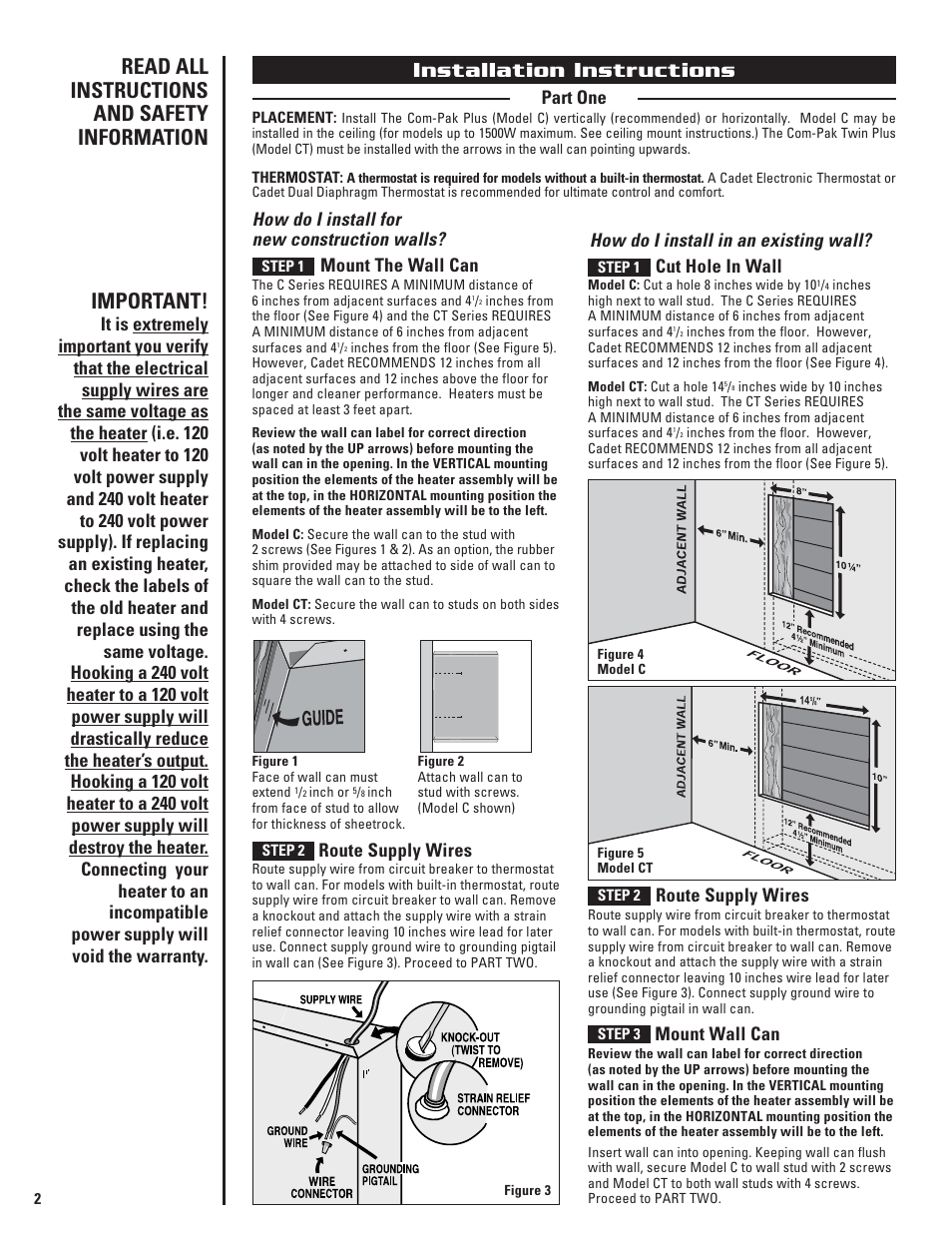 Installation instructions | Cadet C User Manual | Page 2 / 10