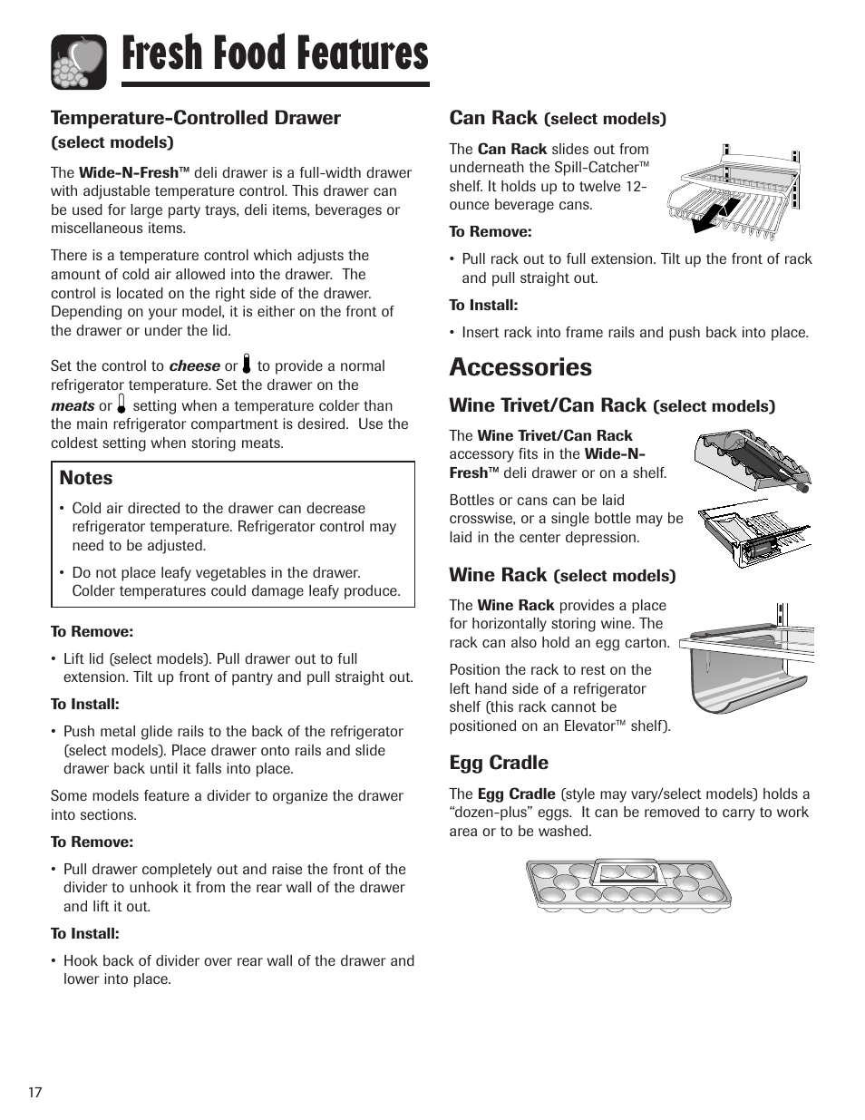 Fresh food features, Accessories | Maytag MBF1956HEB User Manual | Page 18 / 104