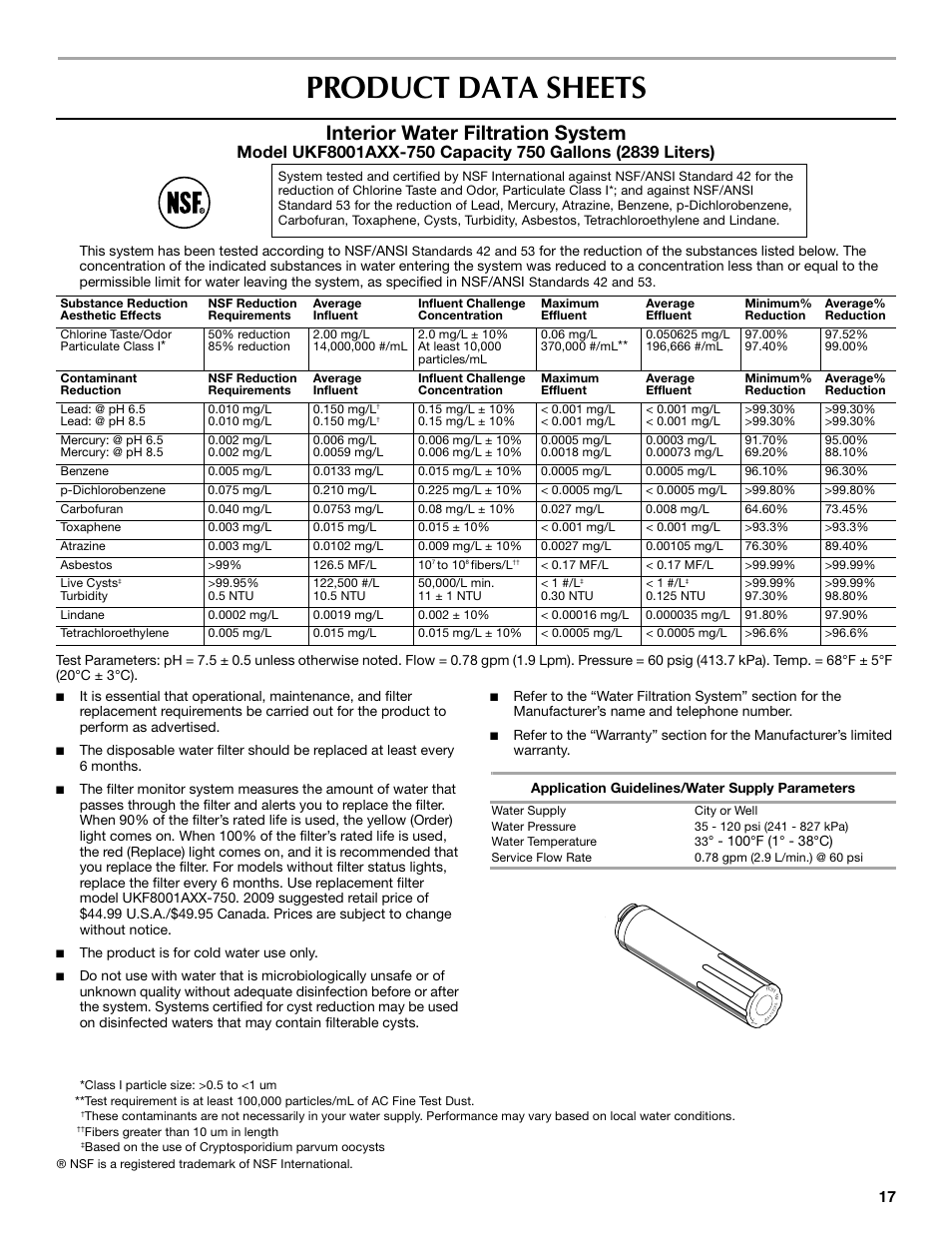 Product data sheets, Interior water filtration system | Maytag MFT2771XEB User Manual | Page 17 / 61